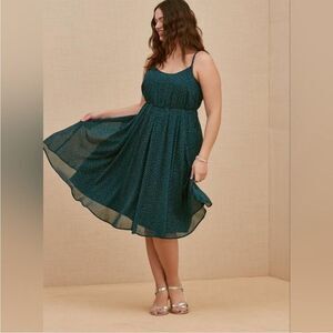 Torrid Teal Polka Dot Design Pockets Midi Dress Modern Event Cocktail Party